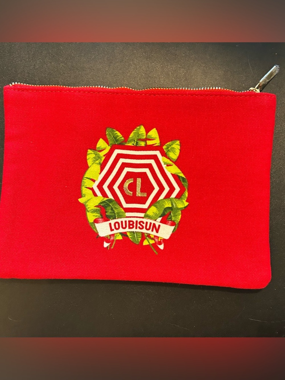Christian Louboutin Loubisun Red Pouch Canvas Zip Pouch